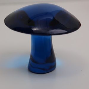 Vintage Viking Glass Mushroom Medium Size Blue